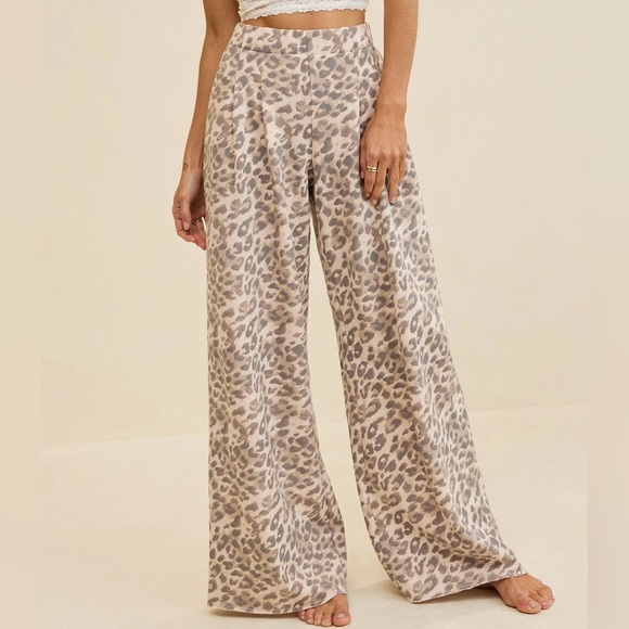 SOLD. Aerie Leopard Print Wide-Leg Pants - Picture 2 of 6